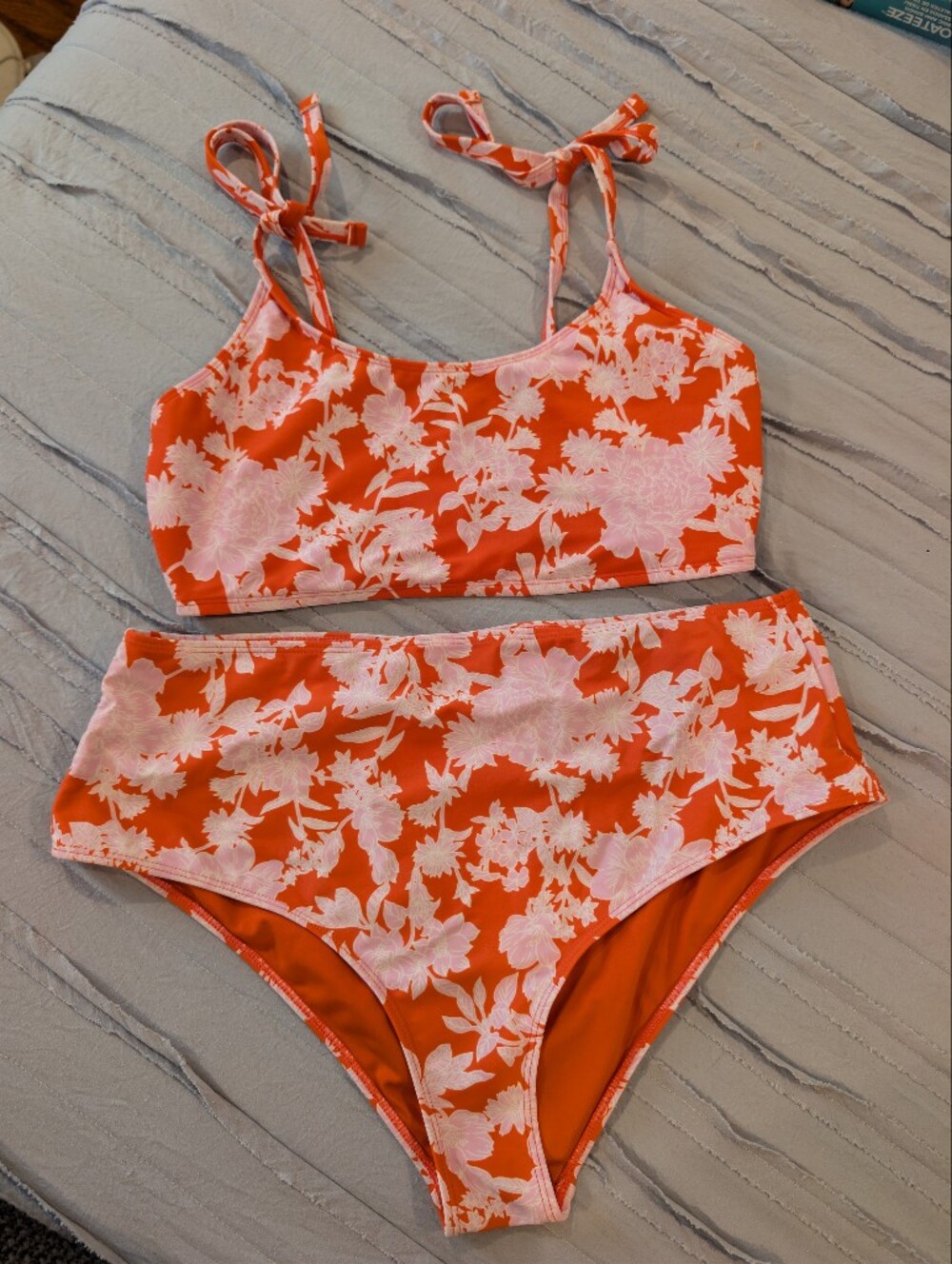 Forever 21+ Orange Floral Bikini Set